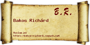 Bakos Richárd névjegykártya